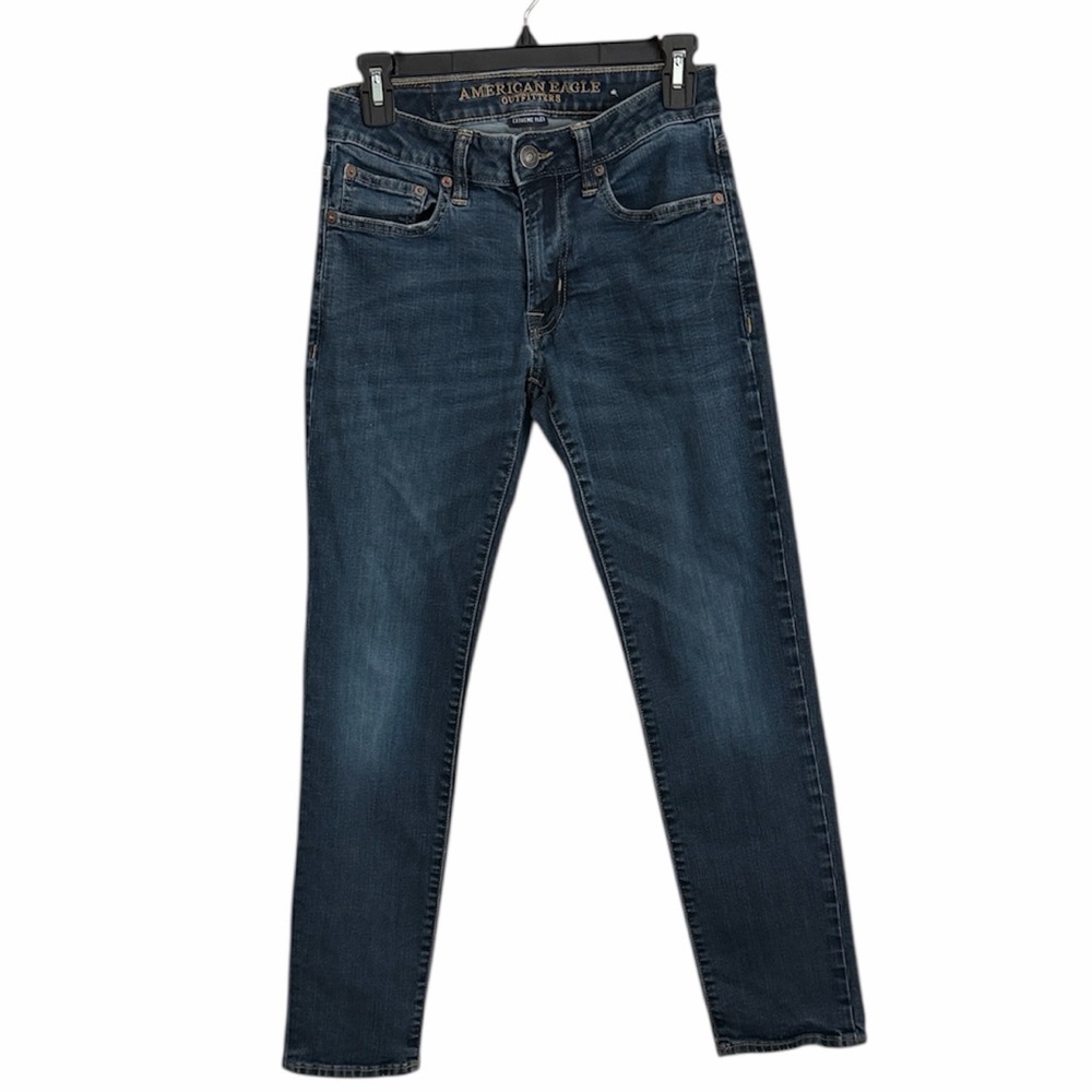 AMERICAN EAGLE WOMENS EXTREME FLEX SLIM STRAIGHT BLUE JEANS SIZE 28 X 30
